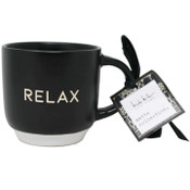 Wholesale - Matte Mug with Debossed "Relax" on Outside wContrast Foot Nicole Miller C/P 36, UPC: 195010112734